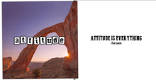Load image into Gallery viewer, Utah nature photo card with attitude that showcases the sunrising in the Moab desert along with an attitude is everythingl quote