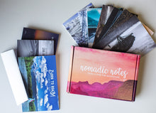 Load image into Gallery viewer, nature note card set, recycled kraft shipping box
